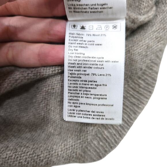 ba&sh Felicity Beige Wool Blend Knit Puff Sleeve Midi Sweater Dress Size Large - Picture 9 of 14